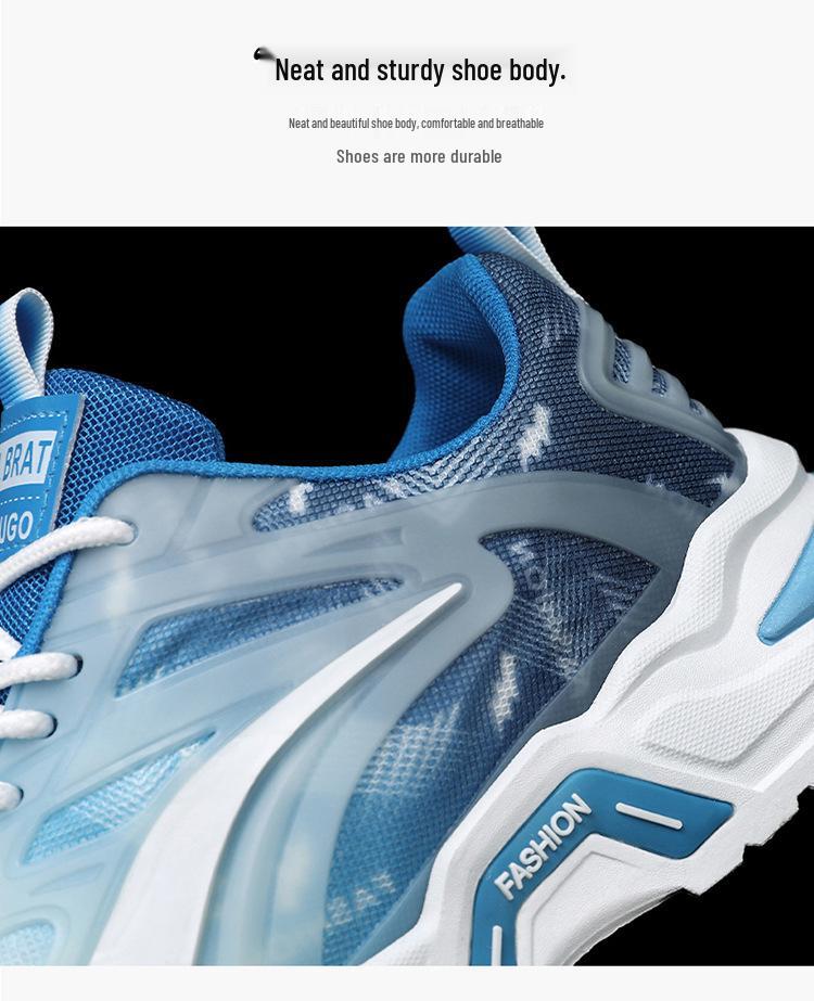 Men's Summer Mesh Sneakers: Korean Style Versatile White Thick Sole Running Casual Dad Shoes