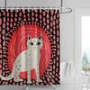 Pink Cat Shower Curtain, Black Spots & Multicolor Dots Design, Waterproof Bathroom Decor For Modern & Playful Homes