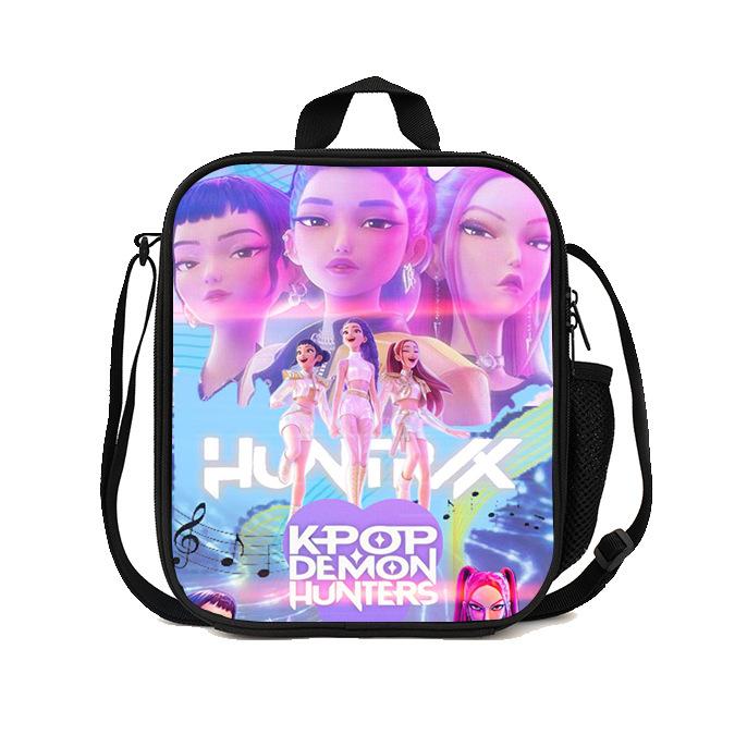 Gedruckte Hexenjäger K-Pop Essensbeutel, Studentin Huntrix Kpop Picknicktasche Kühltasche, Thermoisolierbeutel