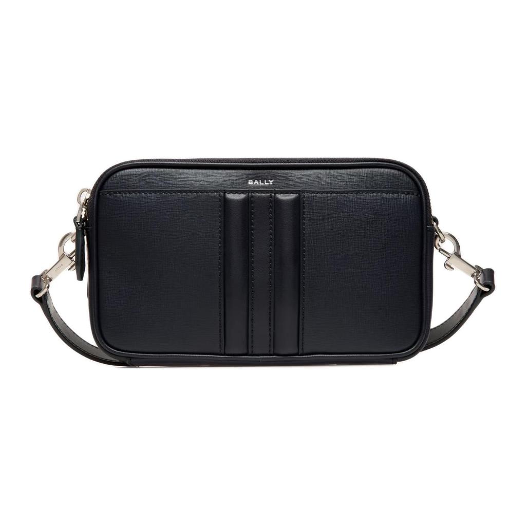 Bally Mythos Palladium Tone Metal Recycled Leather Crossbody Bag Men bags Navy-Blue 6310496
