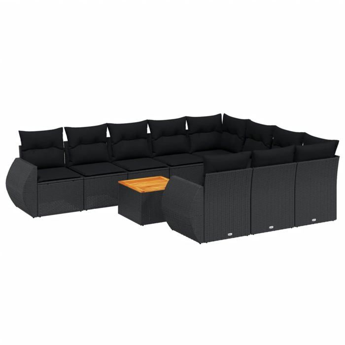 VidaXL Garden Lounge Set with Cushions 10 Pcs, Patio Sofas, Furniture Set, Outdoor Terrace Furniture, Black 3225509
