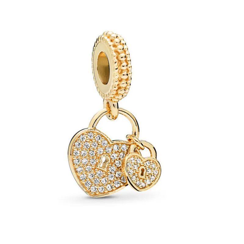 New Original Charms Sparkling Golden Hearts Series Angel Wings Hearts Clip Lucky Star Beads Fit Snake Bracelets DIY Jewelry Gift