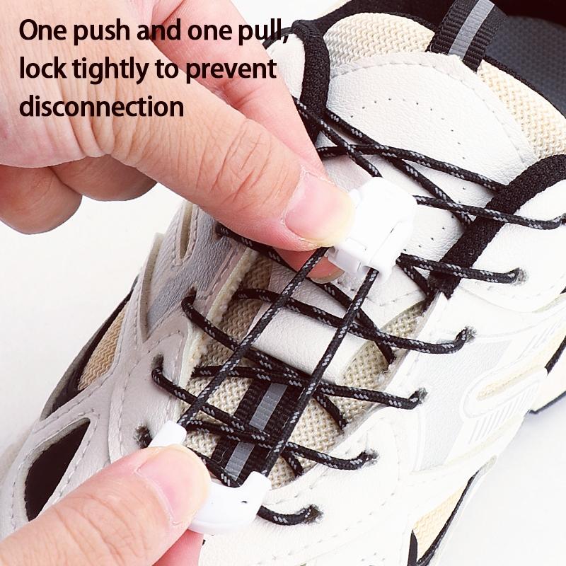 Reflective No-Tie Shoelaces, Elastic Quick Lock Laces Lazy Replacement Laces for Sneakers Running & Daily Wear Unisex Adult Kids