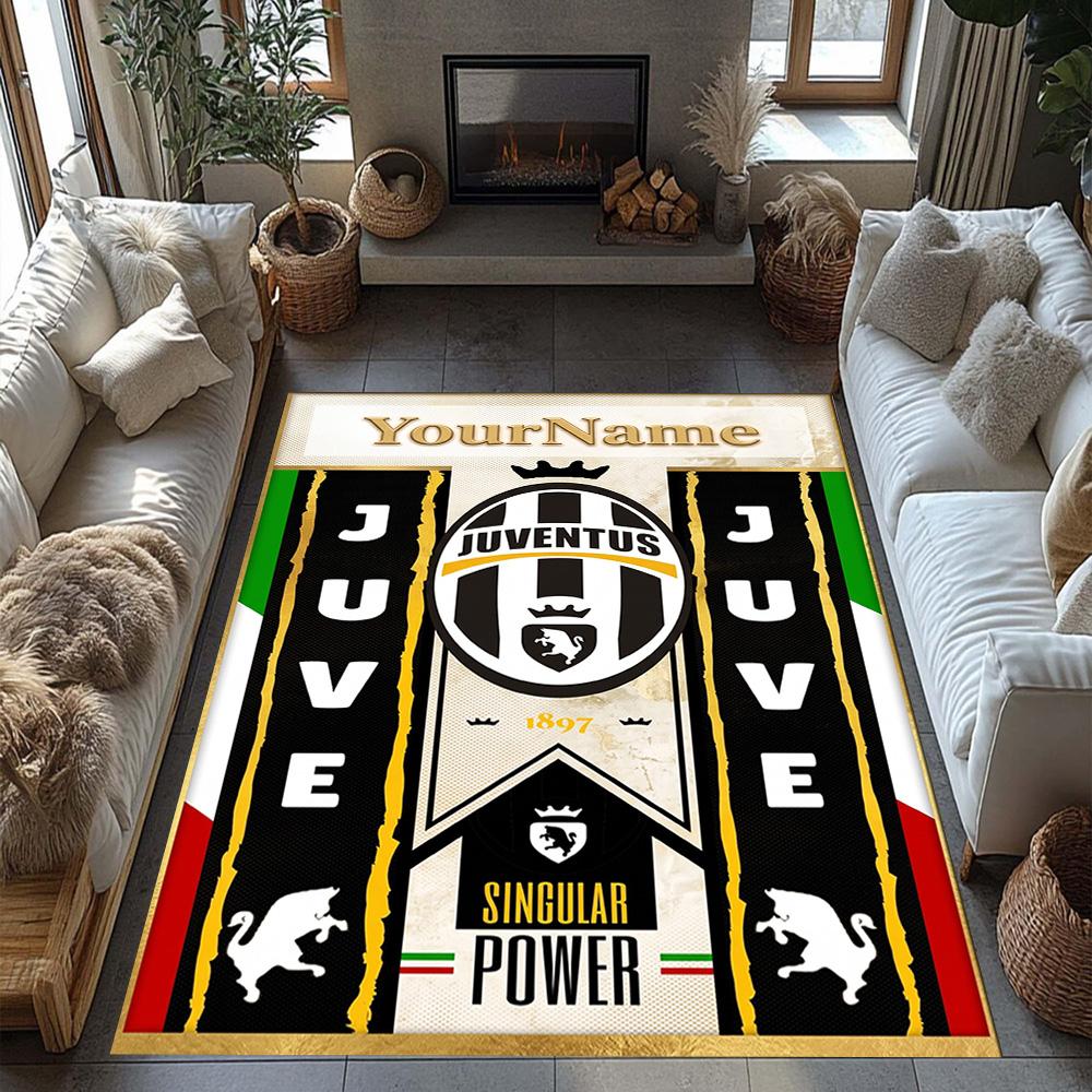Juventus Customized Name Carpet Suitable for Balcony Study Room Playrooms Dormitory Anti-slip Rug Office Home Decor Birthday/Christmas Gift