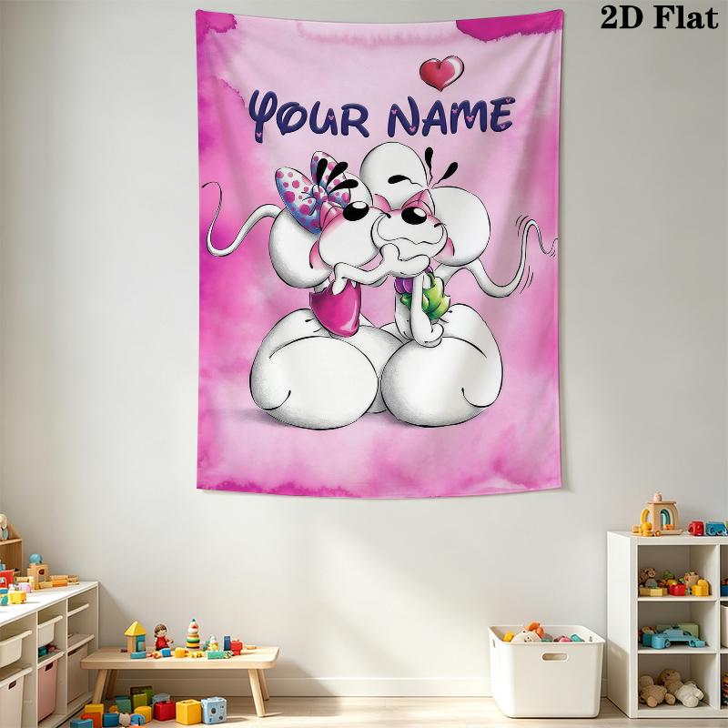 Custom Name diddl Wall Tapestry Aesthetic Wall Hanging Printed Fabric Blanket Decorative Tapestries for Bedroom Living Room Home Decor