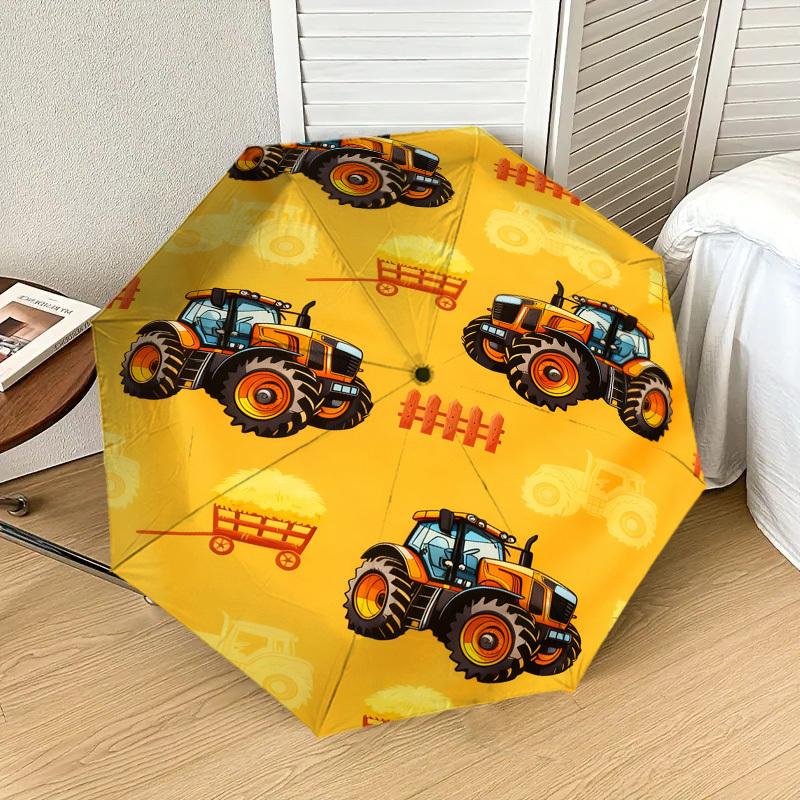 1pc Tractor Hay Pattern Umbrella Design Automatic Opening and Closing Umbrella, High-quality Travel Umbrella, C1128230