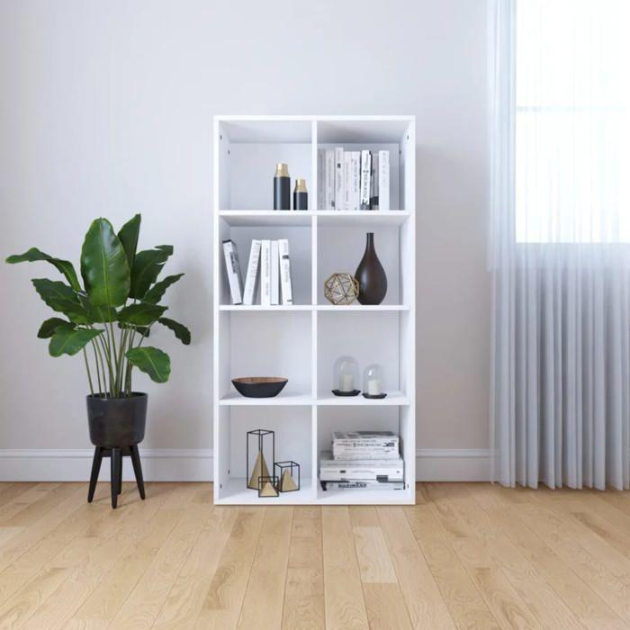 VidaXL Bibliothèque/Buffet, Meuble de Rangement avec Compartiment, Armoire à Livres Salon Intérieur, Moderne, Blanc Bois 800153