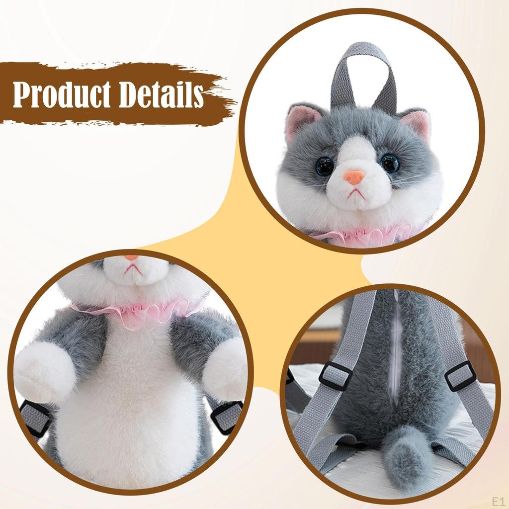 Cat Backpack, Functional Stuffed Animal Bag, Realistic Doll And Secure Storage for Women, Suitable
