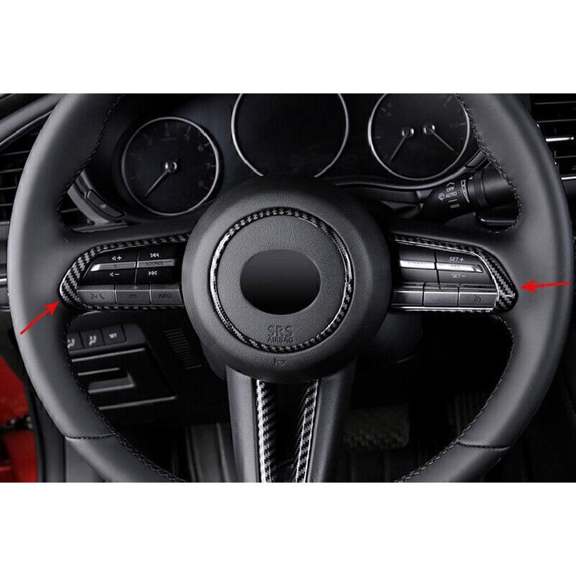 For Mazda CX-30 2020-2023 Carbon Fiber Steering Wheel Control Button Cover Trim
