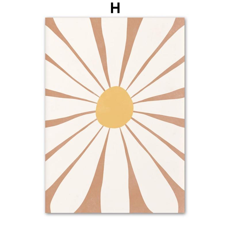 Boho Minimalist Sun Rainbow Flower Leaves Wall Art Canvas Painting Abstract Nordic Posters Prints Pictures For Living Room Decor