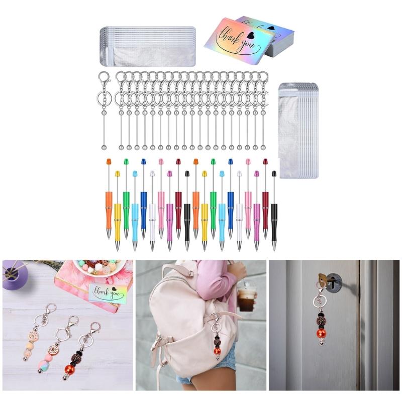 80pcs Customizable Ballpoint Pen Crafting Kit Personalized Pens and Keychain Set Accessories Practical Office Supplies