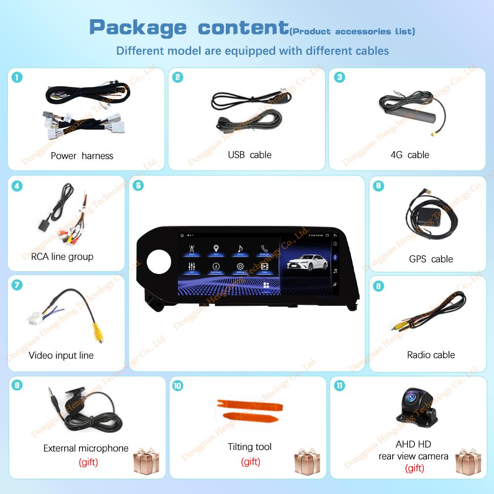 For Lexus ES200/ES250/ES300/ES350 2025-2025 Car Multimedia Player 12.3" GPS Navigation Android13 8+128G CarPlay 4G 360Camera