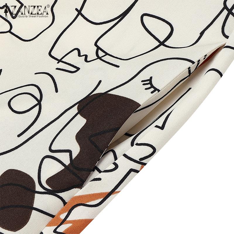 ZANZEA Women Casual Round Neck Summer Sleeveless Print Dress