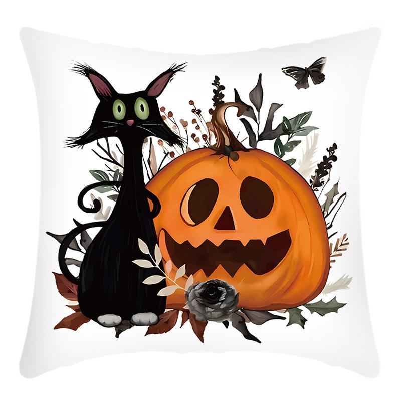 Halloween Pumpkin Pillow Case Cartoon Print Pillow Halloween Home Decor Polyester Pillow Case