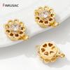 14K Gold Plated Brass Flower Insert Clasps Fasteners,Inlaid Zircon Layered Clasps Connectors For DIY Jewelry Making Supplies