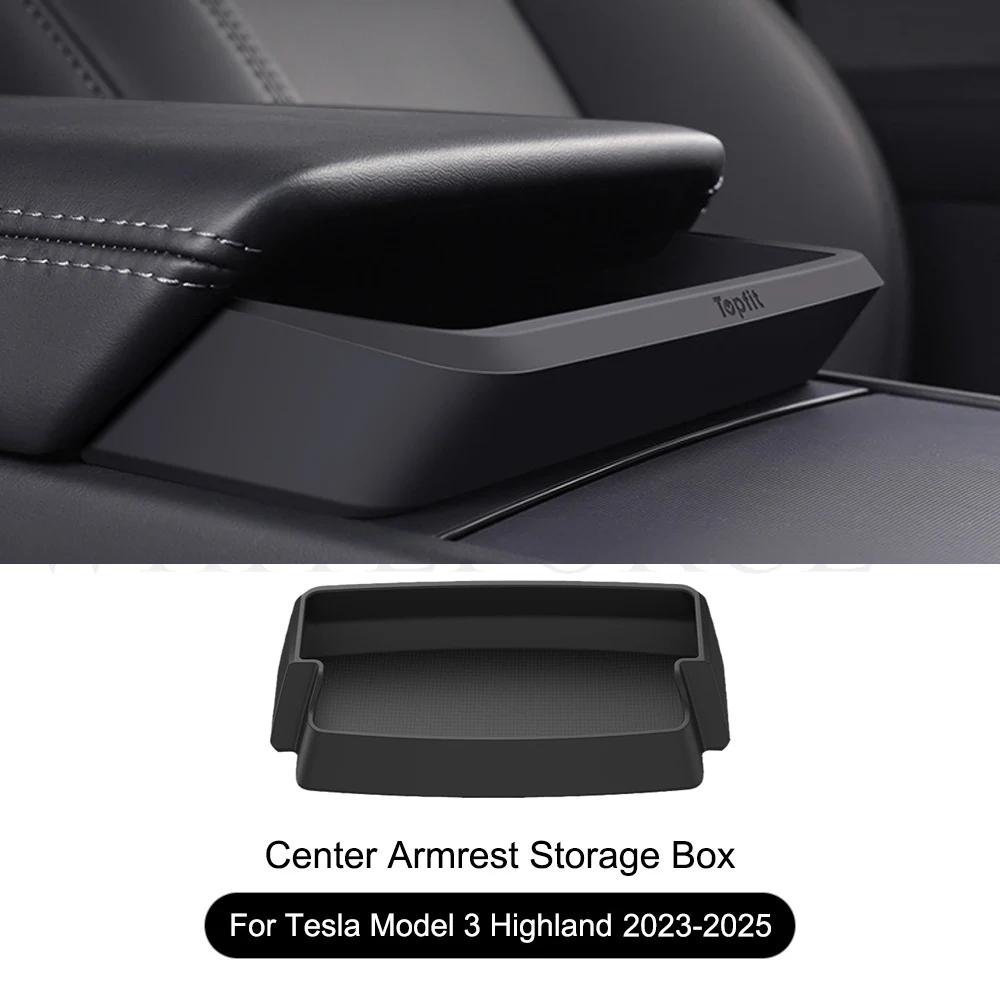 For Tesla Model 3 Highland Model Y Juniper Center Console Armrest Storage Box Eyeglasses Holder Armrest Tray Silicone Accessory