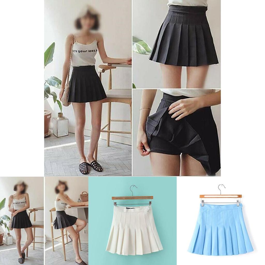 Gonna da Tennis Pieghettata Slim a Vita Alta da Donna/Ragazza con Pantaloncino di Sicurezza per Comfort Stilistico