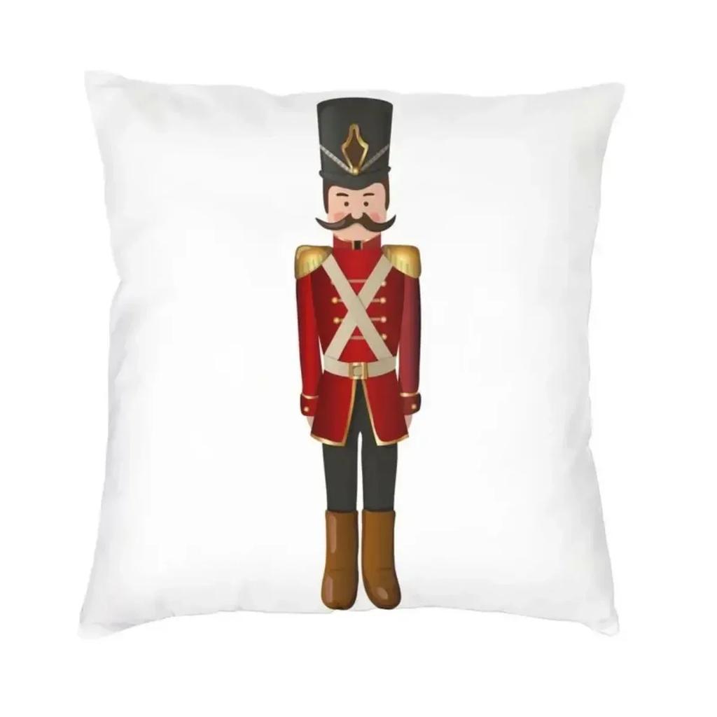 Nutcracker Soldier Toy Christmas Gift Cushion Cover Sofa Home Decorative Square Pillow Case 45x45cm