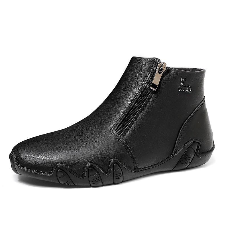 Retro Women's Genuine Leather Martin Boots - Plus Size, High-top, Wear-resistant, Casual Outdoor Shoes