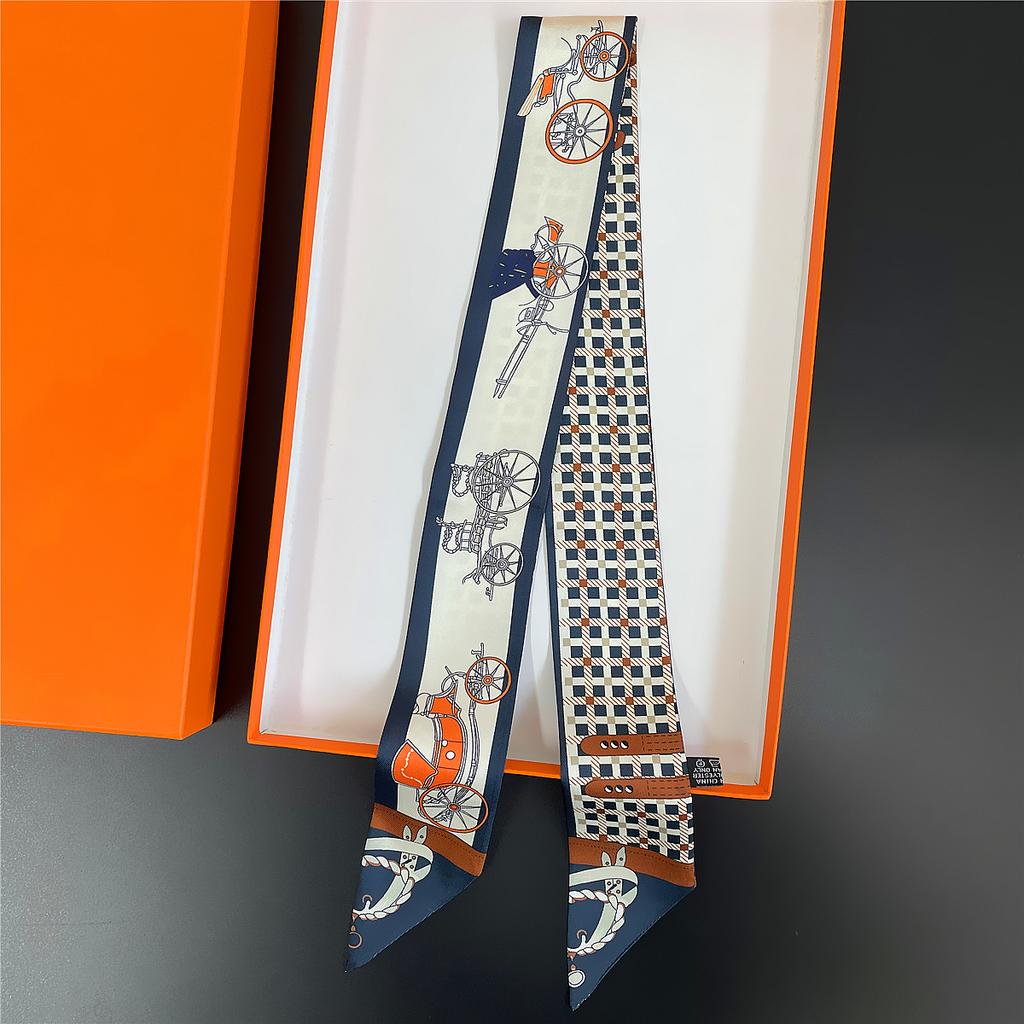 Double Colored Paisley Twill Silk Scarf New Brand Design Luxury Scarf Women Foulard Skinny Bag Scarves Neckerchief Hair Headband