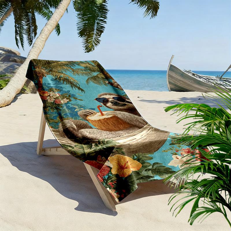 Sloths Print Beach Towel, Large Soft Quick Dry Towel for Beach Camping Swimming