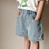 Children's Denim Shorts Embroidered Casual Pants Summer Baby Five-point Pants