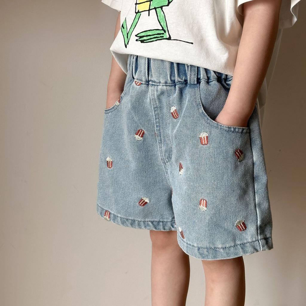 Children's Denim Shorts Embroidered Casual Pants Summer Baby Five-point Pants