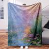 Water Lilies On River-Themed Blanket - Comfortable Flannel Fabric Hypoallergenic Suitable for All Seasons - Ideal for Sofas Naps A
