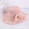 European and American breathable bucket hat fashion lace sun hat women's summer thin foldable mesh flower big brim top hat