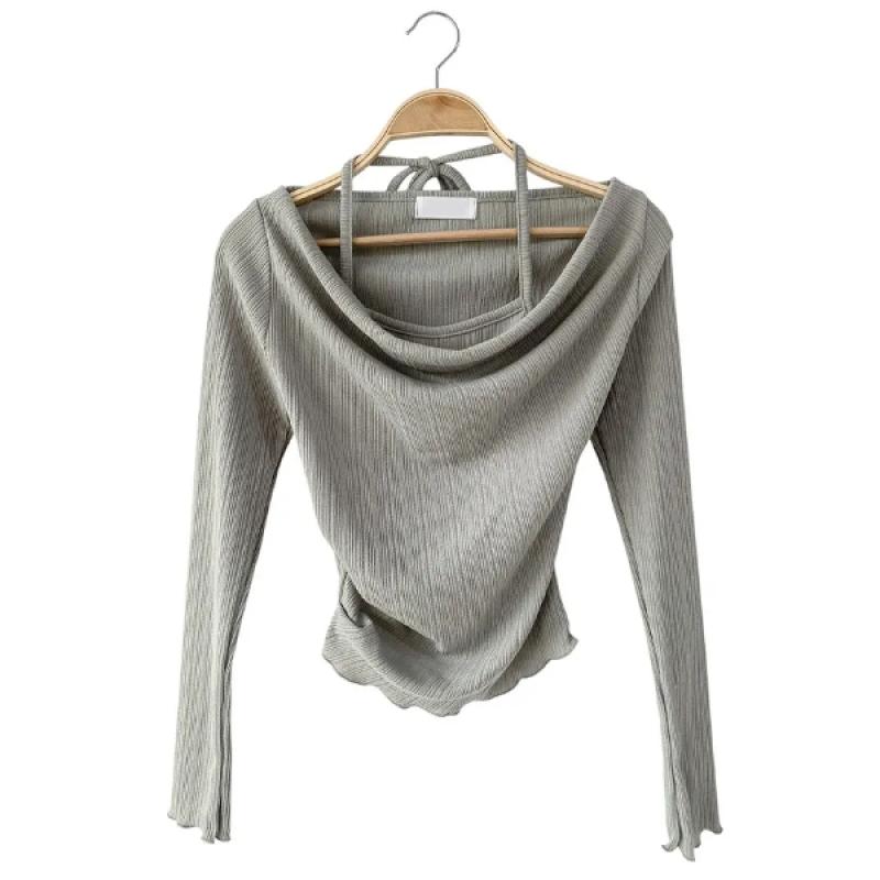 New ArrivalS Open Run Women S Off Shoulder Slit Draped Long Sleeve Knit