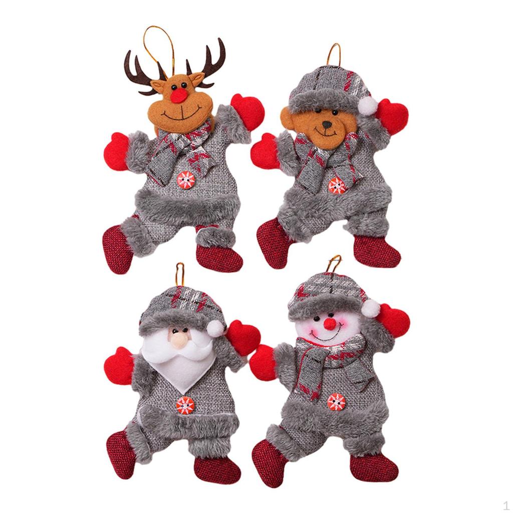 4x Christmas Hanging Ornaments Reusable Doll for Party Favors Door Xmas Tree Style A