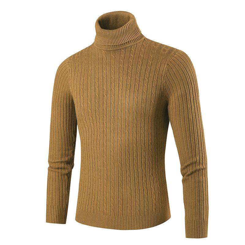 Men S Slim Fit High Neck Pullover Knit Sweater