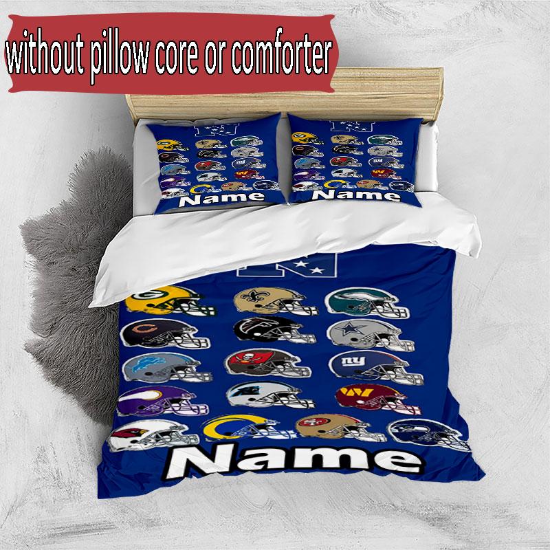 3pcs Duvet Cover Set (1*Duvet Cover + 2*Pillowcase, Without Core), Custom Name NFL Pattern Bedding Set, Home Bedroom Decor Gift