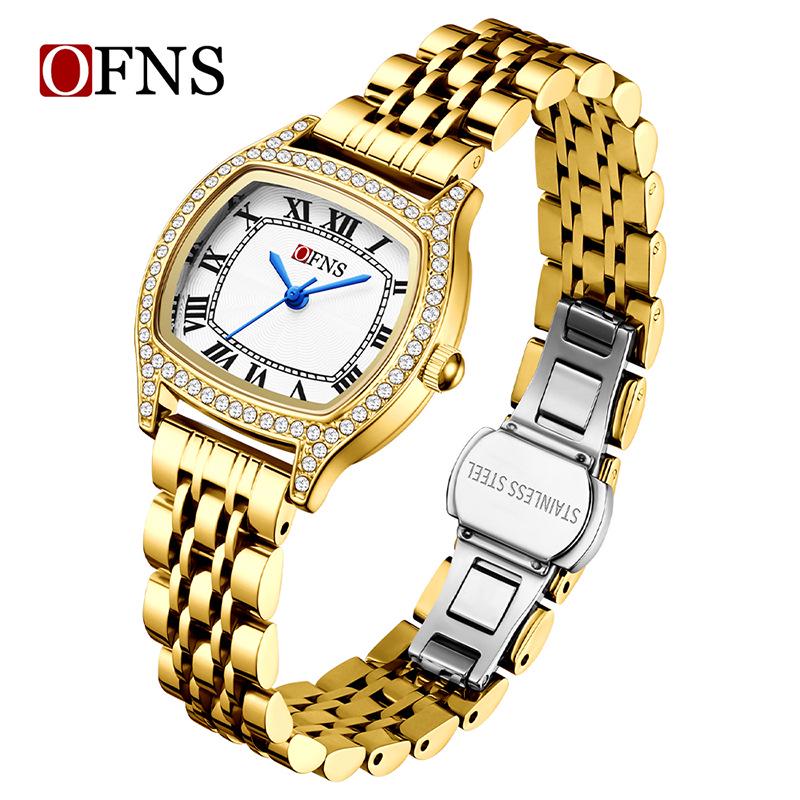 Oufannishi Women's Waterproof Square Fashion Watch, Roman Numerals, Diamond Accents