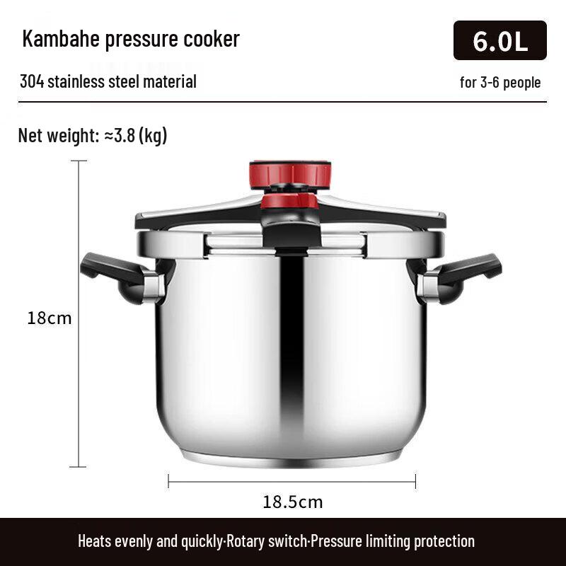 KOBACH 304 Stainless Steel 6.0L Pressure Cooker