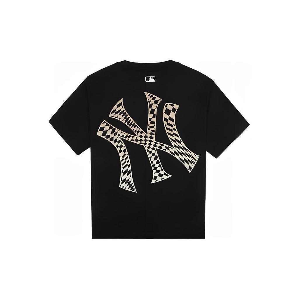 MLB New York Yankees Large Logo Design Loose Casual Breathable Round Neck Short Sleeve T-Shirt Unisex T-Shirt Black 3ATSO0143-50BKS