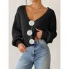 Women S Knitted Cardigan Sweater Streetwear Short Top With Crochet Buttons