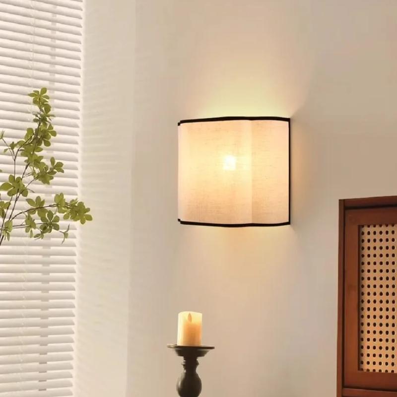 Creative Simple LED Fabric Lampshade Wall Lamp Bedroom Bedside Lamp Living Room Background Wall Corridor Crossing Lamp