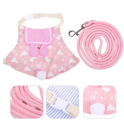 1Set Rabbit Harness Leash Set Bunny Clothes Kit Lightweight Breathable Pet Costume for Photos Parties Walking Small Animal Dress
