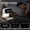Modern Wireless LED Night Light Alarm Clock with Touch Control Plastic Lamp Body and Artistic Decoration