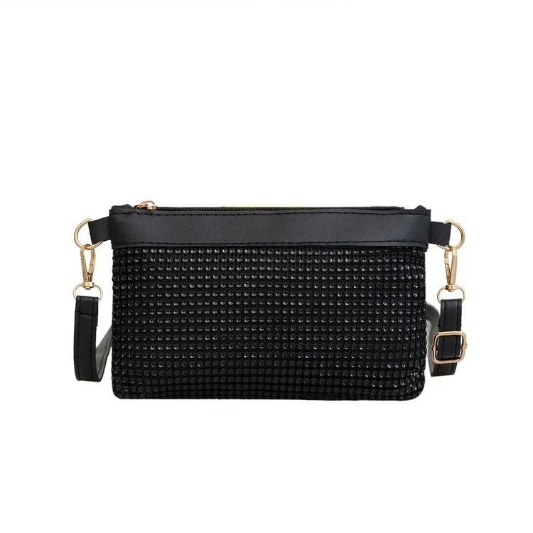 Fashionable Pu Small Square Handbag With Dazzling Rhinestones For Any Event