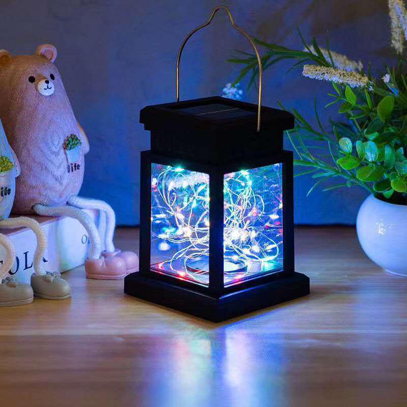 Solar LED Star Hanging Lantern: Copper Wire, Flickering Candle Effect, Waterproof Outdoor Light