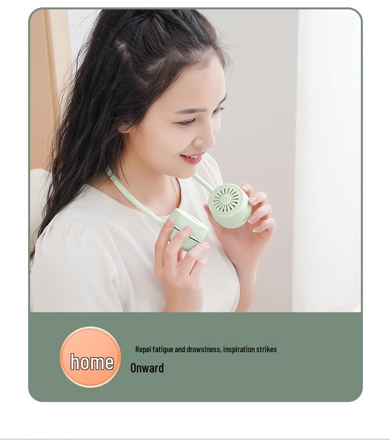 Portable USB Neck Fan: Silent, Leafless, Foldable, Mini Pocket Device for Outdoor Use