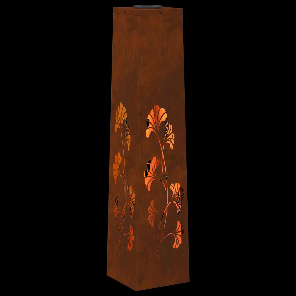 Solar LED Path Light 2 Pcs Rusty Weatherproof Steel