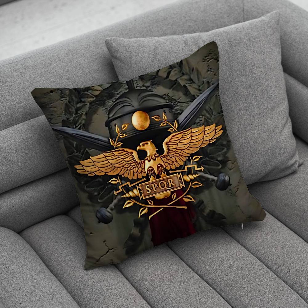 Retro Spqr Roman Empire Pillow Case Antidustmite Pillowcase Invisible Zipper Silky Short Plush Sofa Cushion Cover