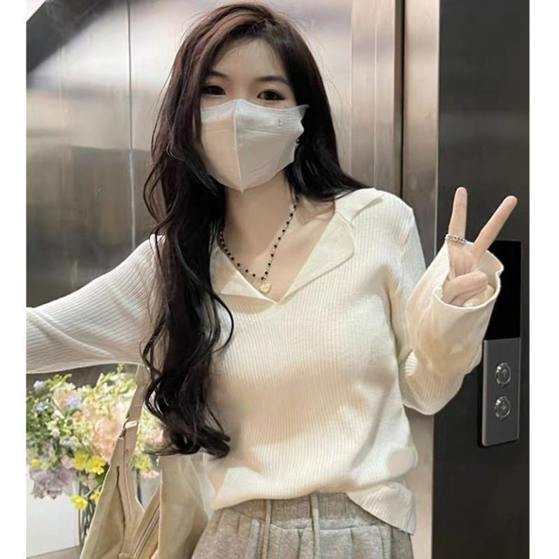 Pure desire style Spice Girl PO knitted sweater women's early autumn wear base design sense niche slim and thin chic top