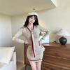 Autumn new temperament socialite Xiaoxiangfeng long-sleeved dress for women, waist and thin knitted hip-wrapped short skirt for women