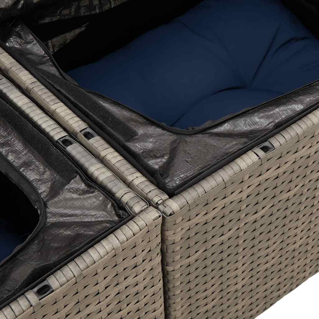 8 Piece Garden Sofa Set with Cushions Gray Poly Rattan & Acacia