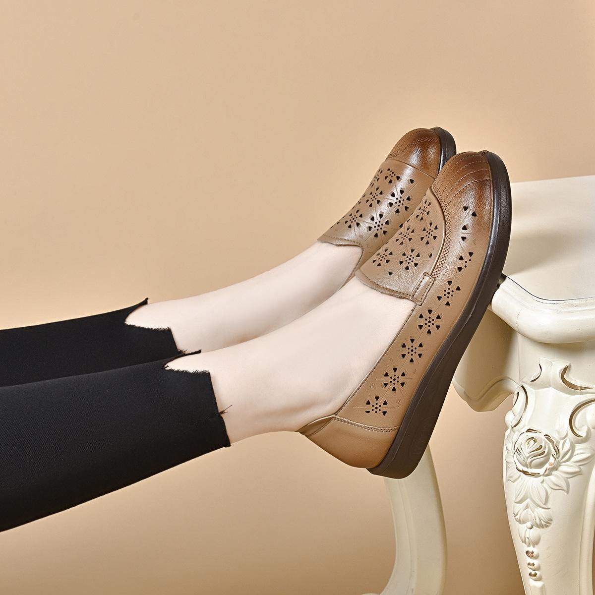 

Женские весенне-летние ретро туфли-лодочки с перфорацией, вышитые балетки, полые кожаные туфли 40