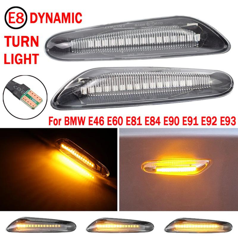 2x Dynamic LED Fender Light Side Marker For BMW 1 3 5 Serie E46 E60 E61 E81 E82 E87 E88 E90 E91 E92 E93 X1 E84 X3 E83 X5 E53